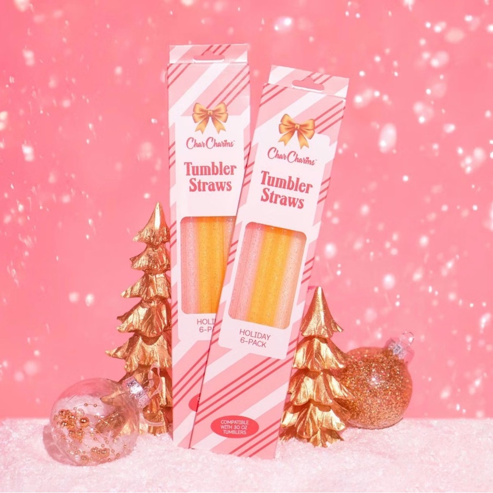 CharCharms, 6PK! 40oz Holiday, Glitter Tumbler Straws, BNIP! 😻💖🤍💛🥤✨